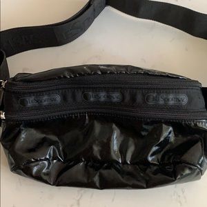 Lesportsac black patent fanny pack